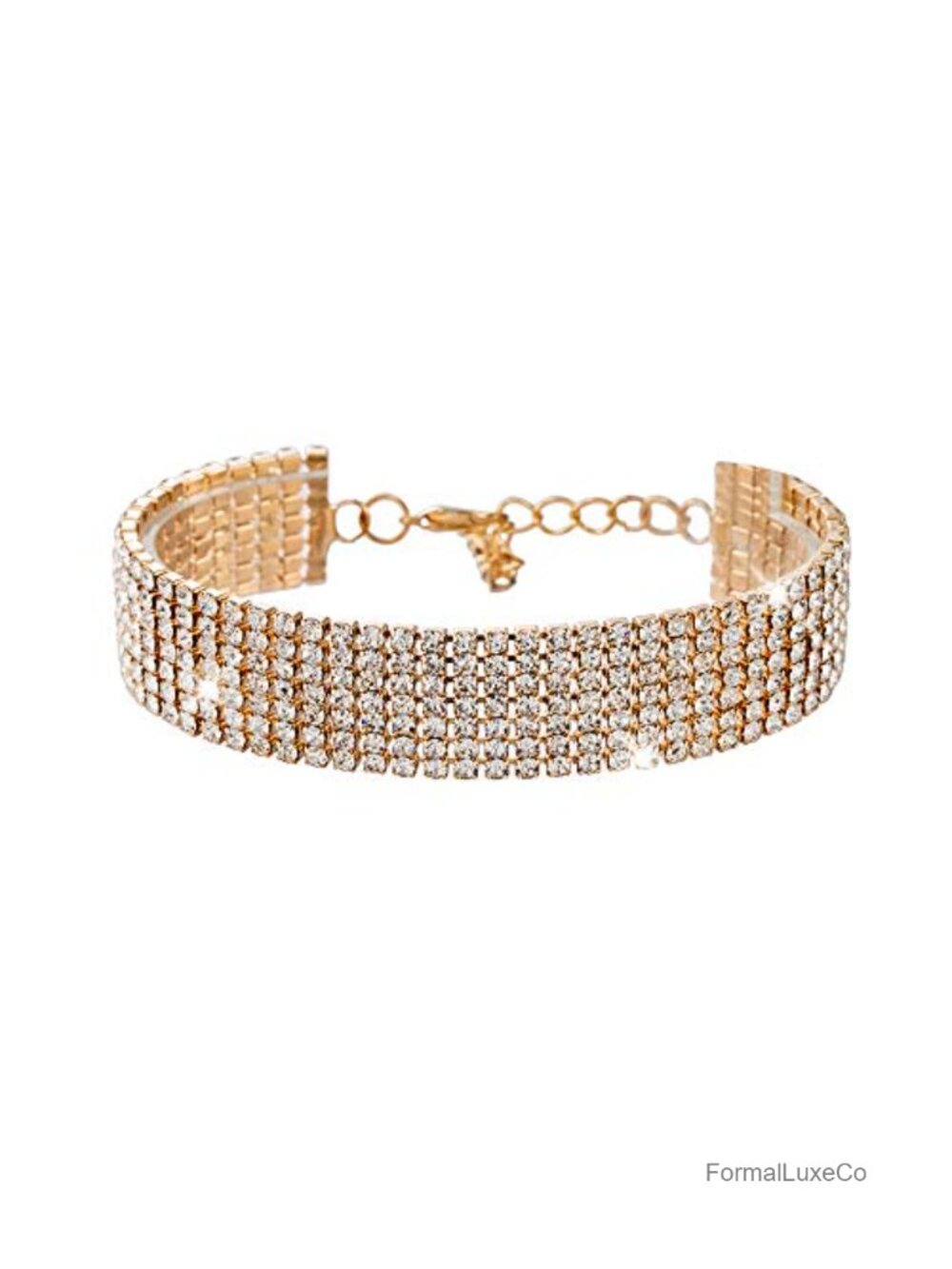 Gold Plated Crystal Rhinestone Adjustable Bracelet Bridal Jewelry